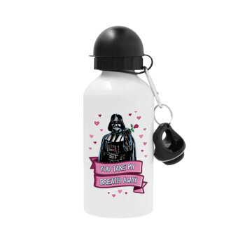 Darth Vader, you take my breath away, Metal water bottle, White, aluminum 500ml