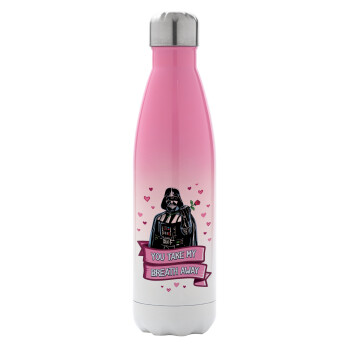 Darth Vader, you take my breath away, Μεταλλικό παγούρι θερμός Ροζ/Λευκό (Stainless steel), διπλού τοιχώματος, 500ml