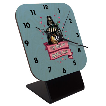 Darth Vader, you take my breath away, Quartz Table clock in natural wood (10cm)