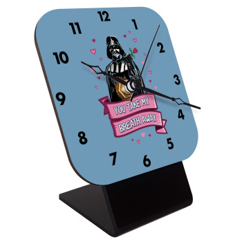 Darth Vader, you take my breath away, Quartz Wooden table clock with hands (10cm)