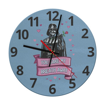 Darth Vader, you take my breath away, Ρολόι τοίχου γυάλινο (30cm)