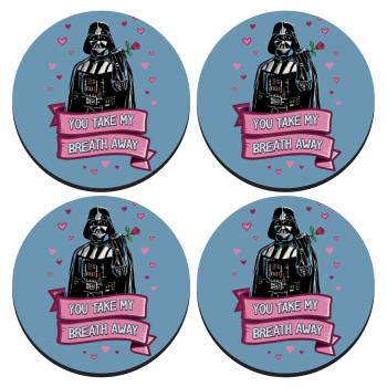 Darth Vader, you take my breath away, SET of 4 round wooden coasters (9cm)