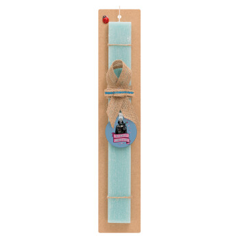 Darth Vader, you take my breath away, Easter Set, wooden keychain & aromatic flat Easter candle (30cm) (TURQUOISE)