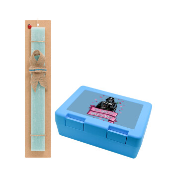 Darth Vader, you take my breath away, Easter Set, children's snack container BLUE & Easter aromatic flat candle (30cm) (TURQUOISE)