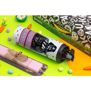Darth Vader, you take my breath away, Easter candle,Travel Tumbler 2 Lids, with metal straw & cleaning brush & aromatic flat candle (30cm) (PINK)