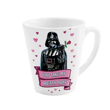 Darth Vader, you take my breath away, Κούπα κωνική Latte Λευκή, κεραμική, 300ml