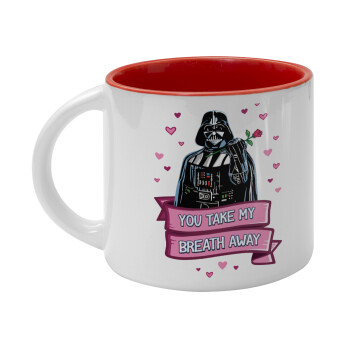 Darth Vader, you take my breath away, Κούπα κεραμική 400ml Λευκή/Κόκκινη