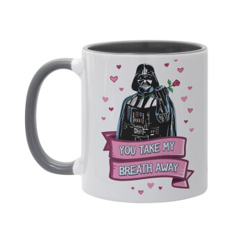 Darth Vader, you take my breath away, Mug colored grey, ceramic, 330ml