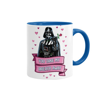 Darth Vader, you take my breath away, Mug colored blue, ceramic, 330ml