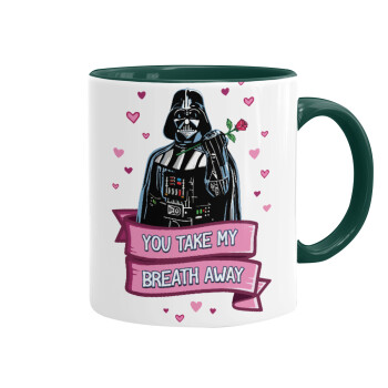 Darth Vader, you take my breath away, Mug colored green, ceramic, 330ml
