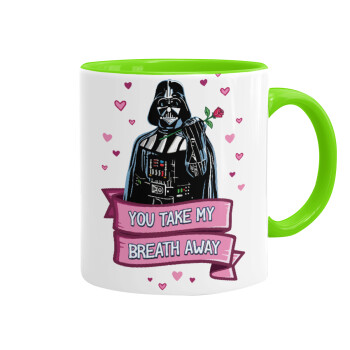 Darth Vader, you take my breath away, Mug colored light green, ceramic, 330ml