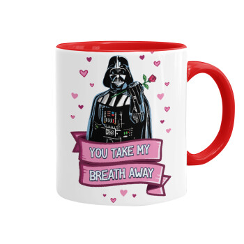 Darth Vader, you take my breath away, Mug colored red, ceramic, 330ml