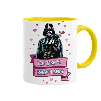 Darth Vader, you take my breath away, Mug colored yellow, ceramic, 330ml
