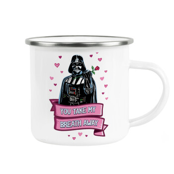 Darth Vader, you take my breath away, Κούπα Μεταλλική εμαγιέ λευκη 360ml