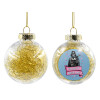 Transparent Christmas tree ball ornament with gold filling 8cm