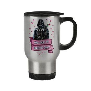 Darth Vader, you take my breath away, Stainless steel travel mug with lid, double wall 450ml