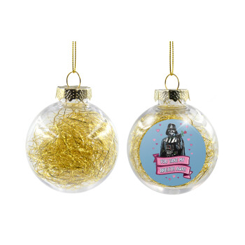 Darth Vader, you take my breath away, Transparent Christmas tree ball ornament with gold filling 8cm