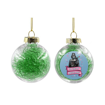 Darth Vader, you take my breath away, Χριστουγεννιάτικη μπάλα δένδρου διάφανη με πράσινο γέμισμα 8cm