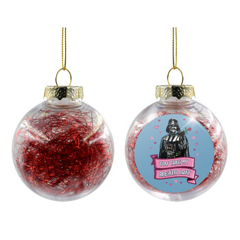 Darth Vader, you take my breath away, Χριστουγεννιάτικη μπάλα δένδρου διάφανη με κόκκινο γέμισμα 8cm