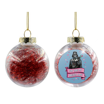 Darth Vader, you take my breath away, Transparent Christmas tree ball ornament with red filling 8cm