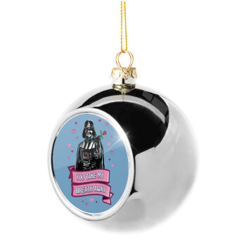 Darth Vader, you take my breath away, Silver 8cm Christmas tree ball ornament