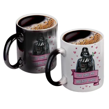 Darth Vader, you take my breath away, Color changing magic Mug, ceramic, 330ml when adding hot liquid inside, the black colour desappears (1 pcs)