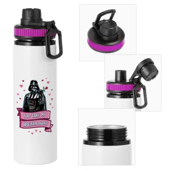 Darth Vader, you take my breath away, Μεταλλικό παγούρι νερού με καπάκι ασφαλείας, αλουμινίου 850ml