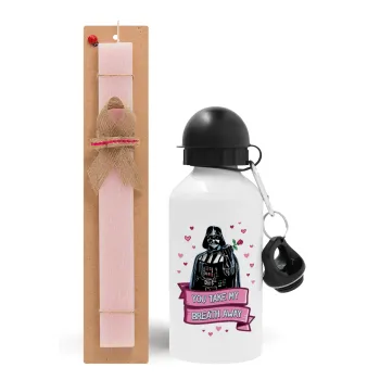 Darth Vader, you take my breath away, Easter Set, metallic aluminum bottle (500ml) & aromatic flat Easter candle (30cm) (PINK)