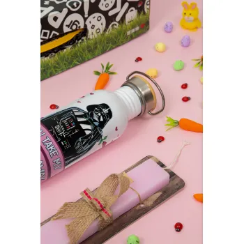 Darth Vader, you take my breath away, Πασχαλινή Λαμπάδα με παγούρι μεταλλικό (620ml, stainless steel) & κερί αρωματικό πλακέ (30cm) (ΡΟΖ)