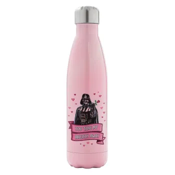 Darth Vader, you take my breath away, Metal mug thermos Pink Iridiscent (Stainless steel), double wall, 500ml
