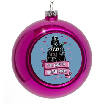 Darth Vader, you take my breath away, Purple Christmas tree ornament bauble 8cm