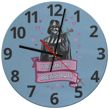 Darth Vader, you take my breath away, Ρολόι τοίχου γυάλινο (30cm)