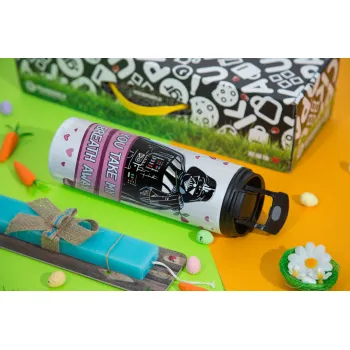 Darth Vader, you take my breath away, Easter candle,Travel Tumbler 2 Lids, with metal straw & cleaning brush & aromatic flat candle (30cm) (BLUE)