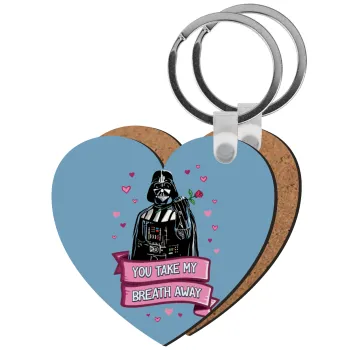 Darth Vader, you take my breath away, Μπρελόκ Ξύλινο καρδιά MDF