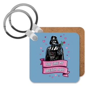 Darth Vader, you take my breath away, Μπρελόκ Ξύλινο τετράγωνο MDF