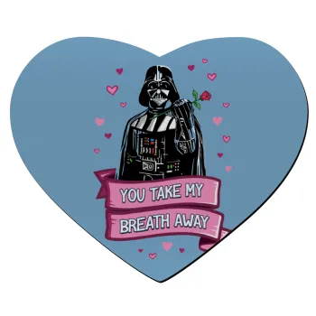 Darth Vader, you take my breath away, Mousepad καρδιά 23x20cm
