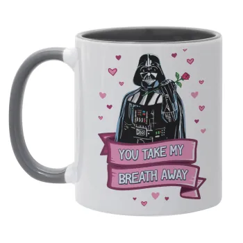 Darth Vader, you take my breath away, Mug colored grey, ceramic, 330ml
