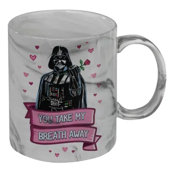Darth Vader, you take my breath away, Κούπα κεραμική, marble style (μάρμαρο), 330ml