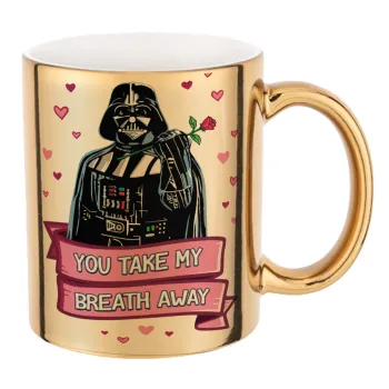 Darth Vader, you take my breath away, Κούπα κεραμική, χρυσή καθρέπτης, 330ml