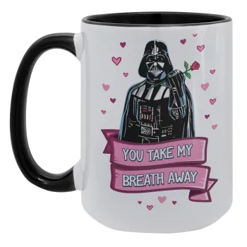 Darth Vader, you take my breath away, Κούπα Mega 15oz, κεραμική Μαύρη, 450ml