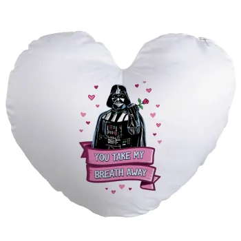 Darth Vader, you take my breath away, Μαξιλάρι καναπέ καρδιά 40x40cm περιέχεται το  γέμισμα