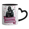 Mug heart black handle, ceramic, 330ml