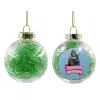 Στολίδι Χριστουγεννιάτικη μπάλα δένδρου διάφανη με πράσινο γέμισμα 8cm