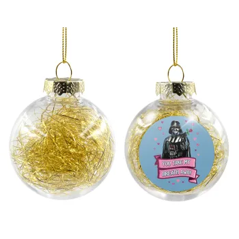 Darth Vader, you take my breath away, Transparent Christmas tree ball ornament with gold filling 8cm
