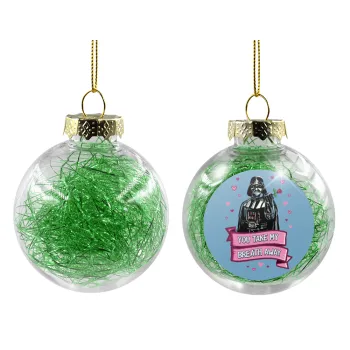 Darth Vader, you take my breath away, Transparent Christmas tree ball ornament with green filling 8cm