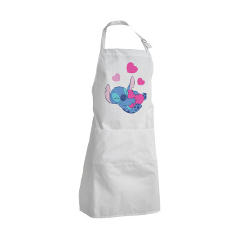 Lilo & Stitch hugs and hearts, Adult Chef Apron (with sliders and 2 pockets)