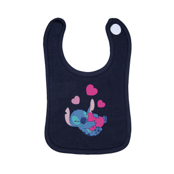 Lilo & Stitch hugs and hearts, Σαλιάρα με Σκρατς 100% Organic Cotton Μπλε (0-18 months)