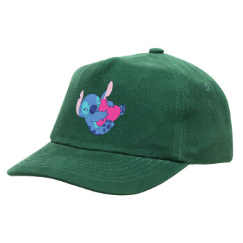 Lilo & Stitch hugs and hearts, Καπέλο παιδικό Baseball, 100% Βαμβακερό, Low profile, Πράσινο