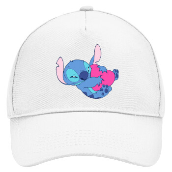 Lilo & Stitch hugs and hearts, Καπέλο Ενηλίκων Baseball, Drill, Λευκό (100% ΒΑΜΒΑΚΕΡΟ, ΕΝΗΛΙΚΩΝ, UNISEX, ONE SIZE)