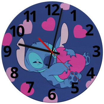 Lilo & Stitch hugs and hearts, Ρολόι τοίχου γυάλινο (30cm)